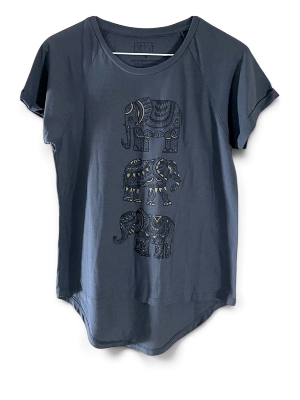 Elephant Graphic Charcoal Gray Swing Tee Top